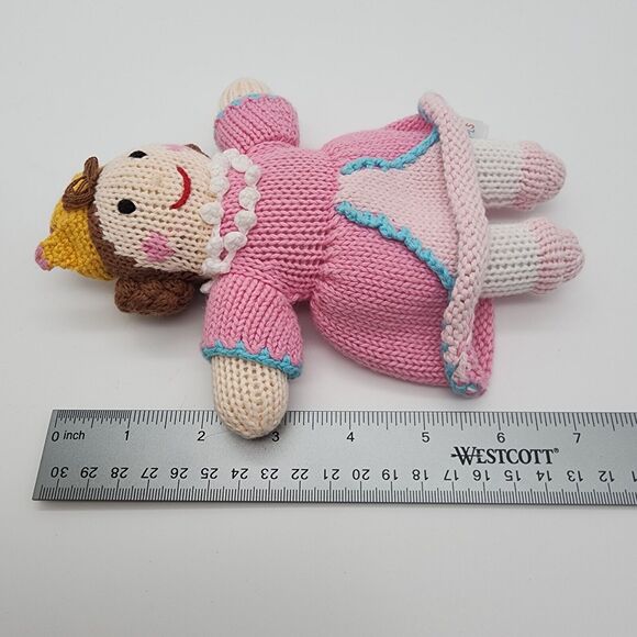 Zubels Milly The Princess Hand Knit Rattle Doll 7" Pink Dress Crown Toy 2022 - Picture 9 of 10